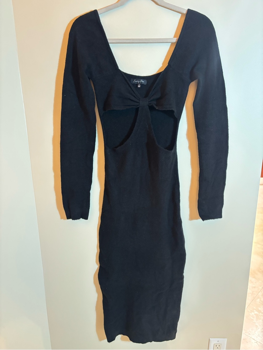 Emory Park Black Cutout Sweater Knit Midi Dress Small